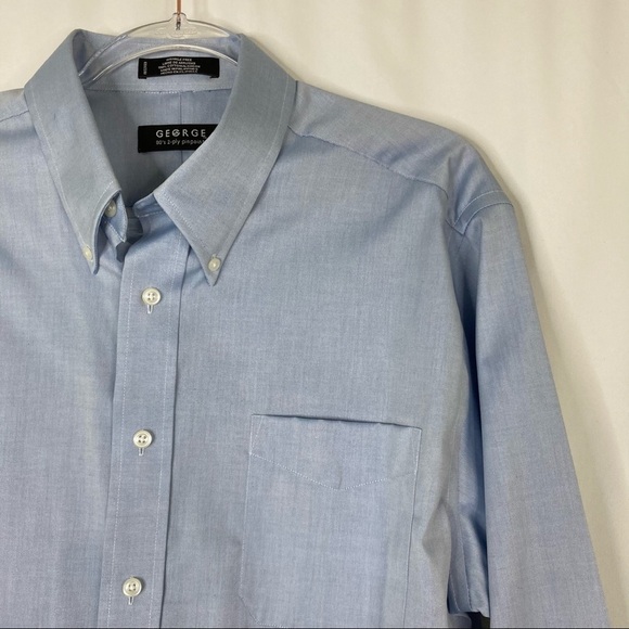 3/$30 George | Men's Blue Button Down Dress Shirt - Picture 3 of 6